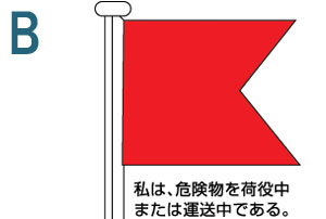 B 私は、危険物を荷役中または運送中である。